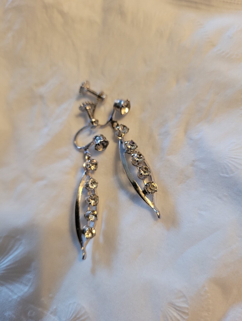 Silver Plated Crystal Drop Dangle Earrings - Clear Stones